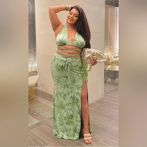 Tie Die Skirt Set - 3X Olive